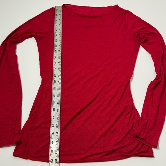 Intimissimi Red Cashmere Modal Long Sleeve Tee Top Size M Boat Neck - Picture 4 of 5